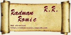 Radman Romić vizit kartica